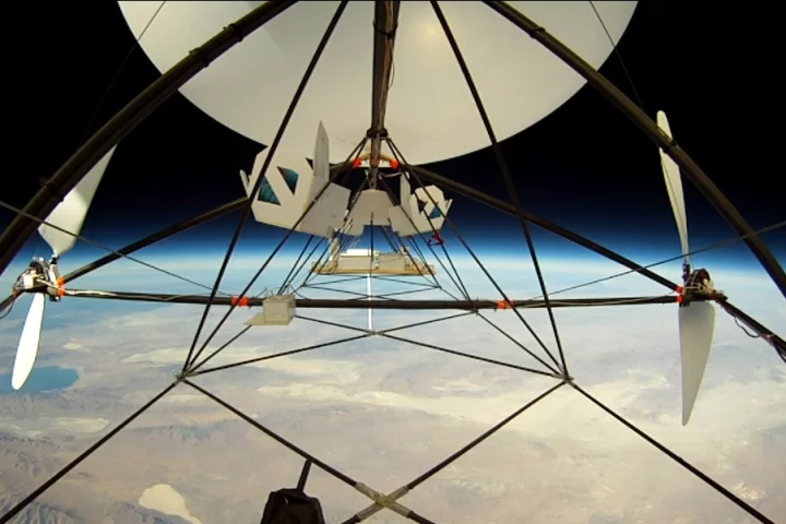 A view from JP Aerospace's Tandem airship, at its record-breaking altitude of 95,085 feet (28,982 meters)