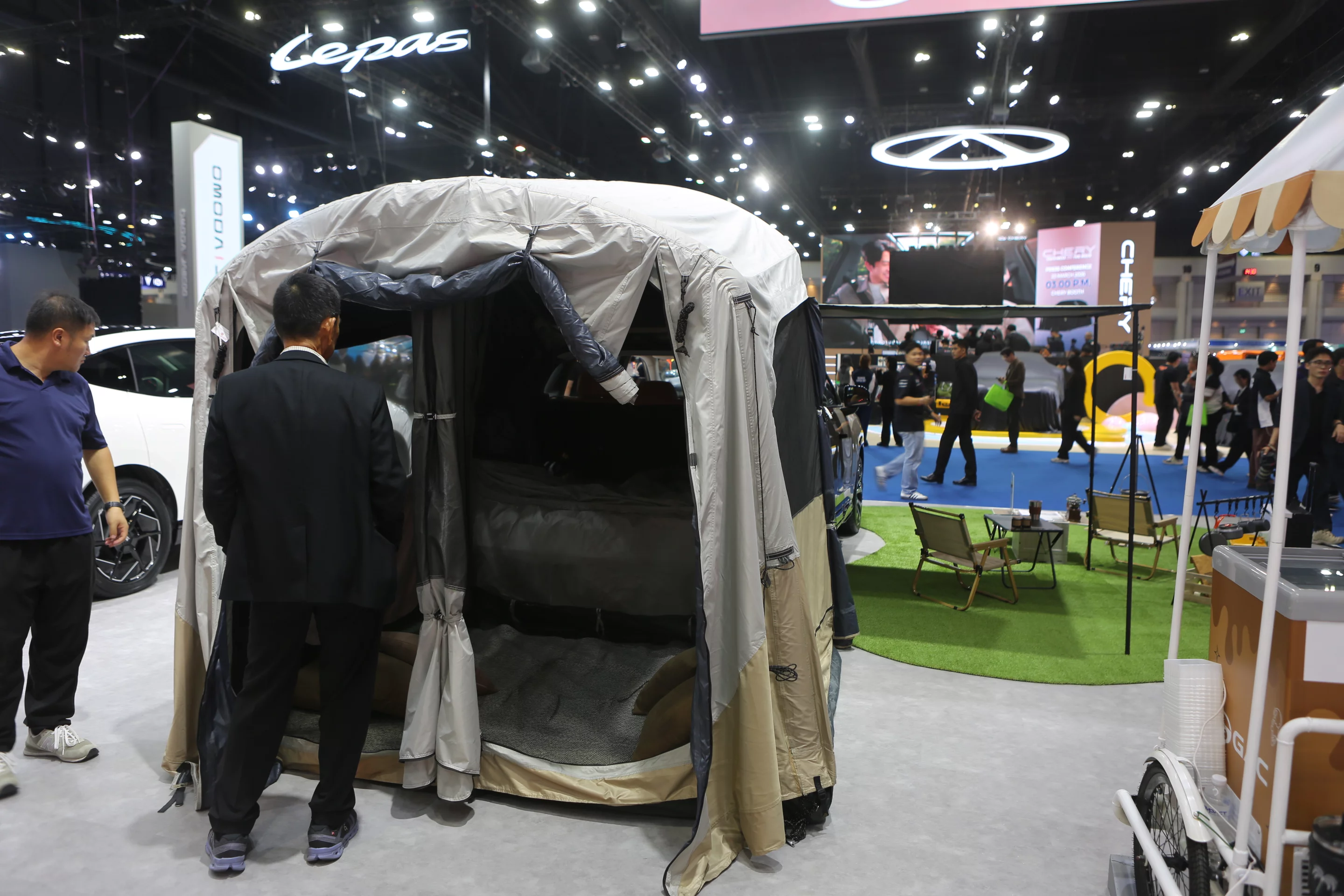 The Aion V can be quickly turned into a home for campers.