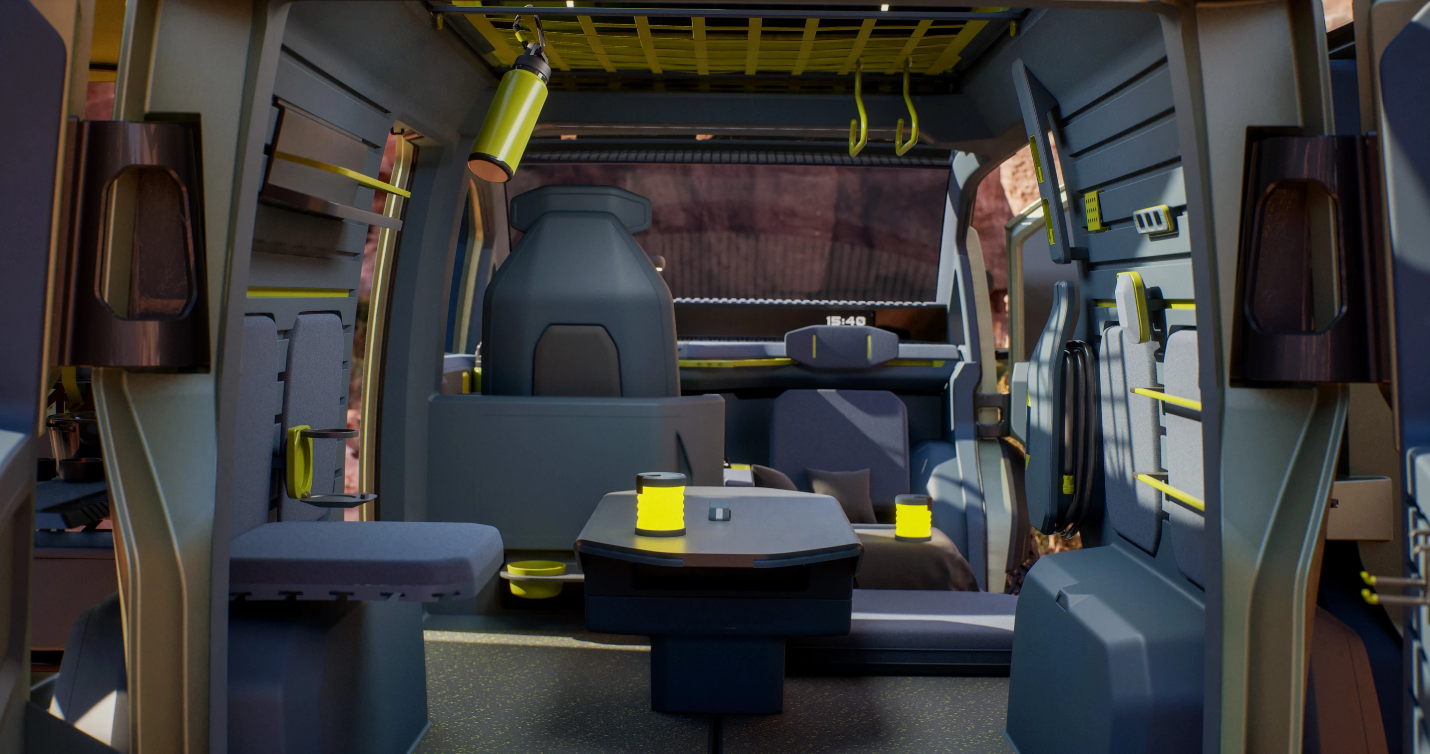 Kia does a nice job of turning the PV5's small interior into an inviting camper, with accessorizable wall panels, a convertible dining area and more
