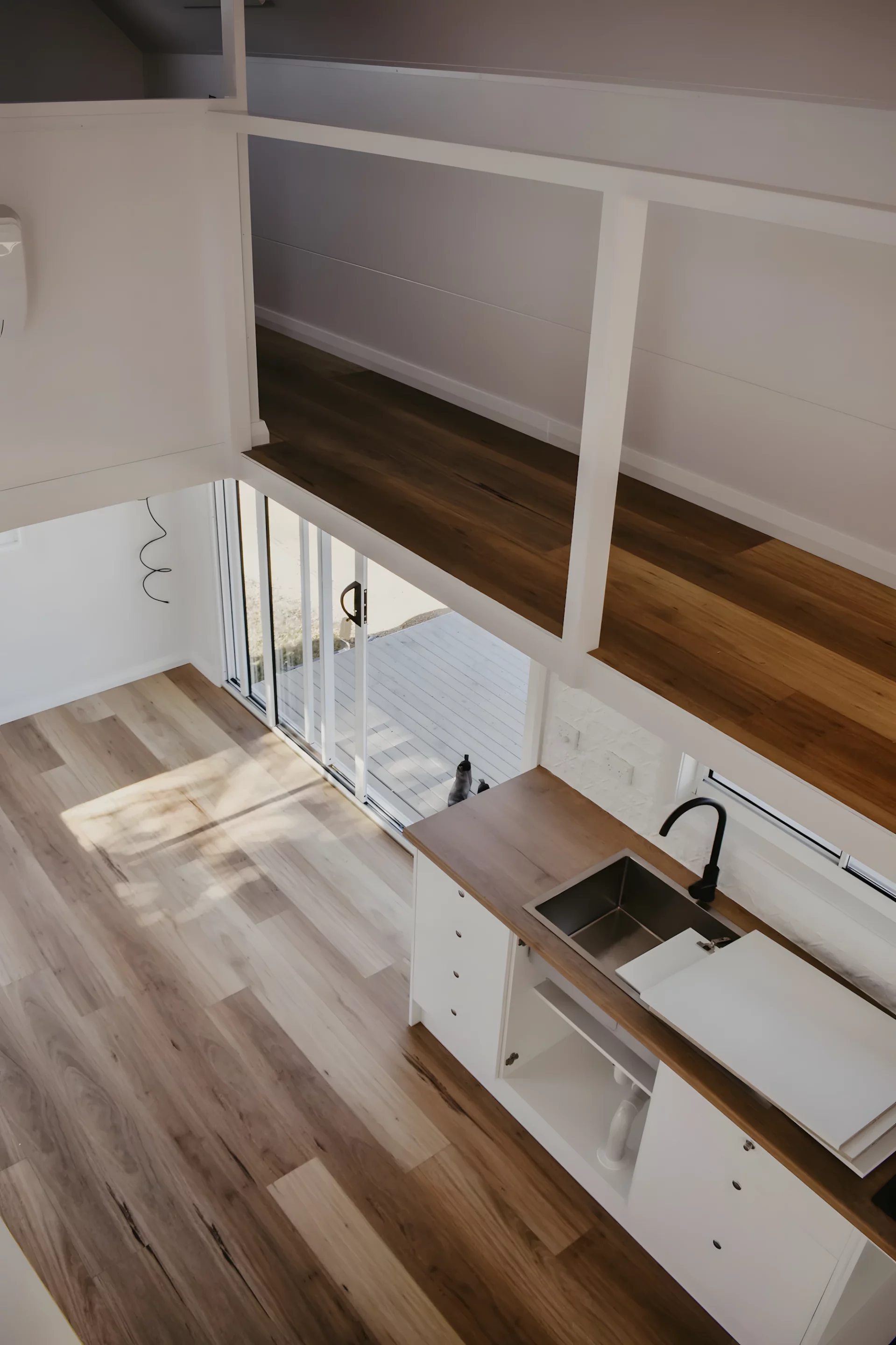 The Joely's kitchen is quite compact but does contain an oven and four-burner stove, as well as space for more appliances