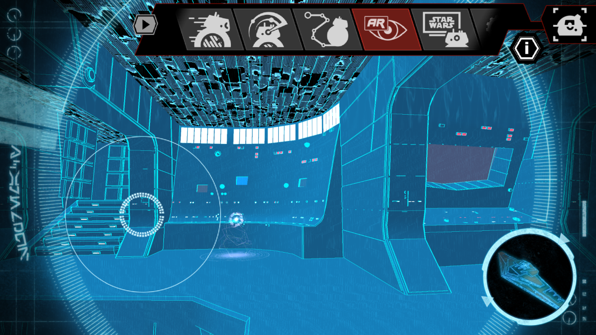 Each droid has their own AR experience, where users explore a ship by tilting their phone and moving the virtual joystick