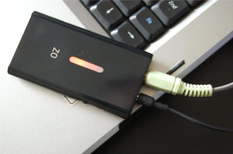 Testing the Zo with a laptop's sound system