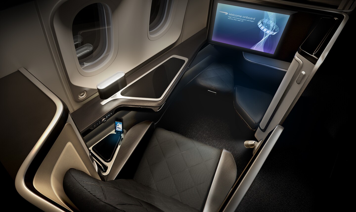 There is a new smartphone-like handset that can be used for controlling the seat and the in-flight entertainment console