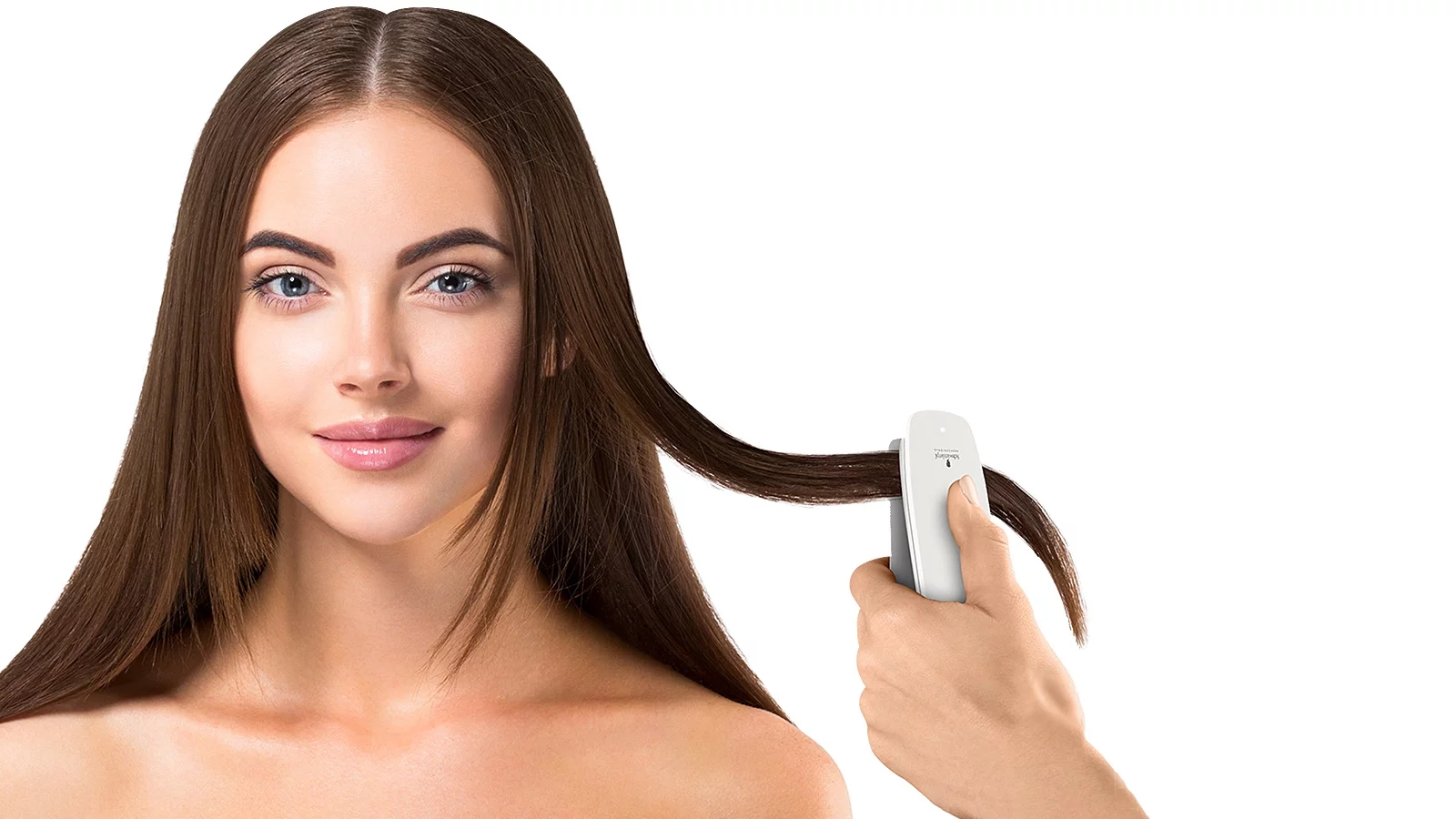 The SalonLab Analyzer is used to scan the client's hair