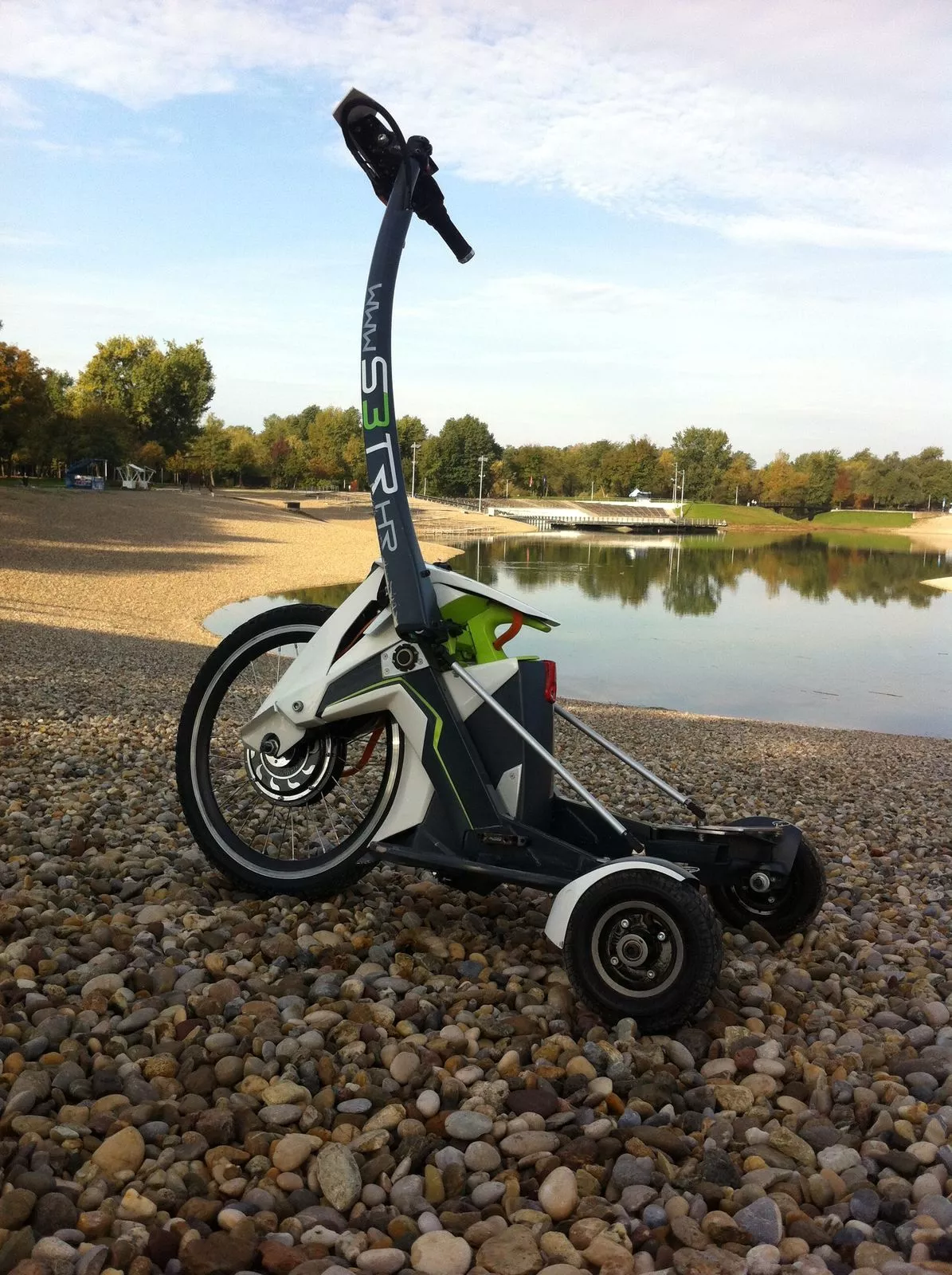 The S3tr has three wheels to the PT's two, but its main advantage is that it folds up