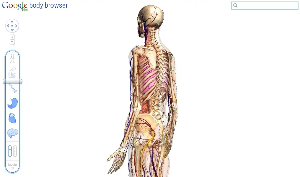 The model spins on a horizontal axis, with zooming being taken care of by Google Maps-like navigation buttons or via the scroll wheel on the mouse