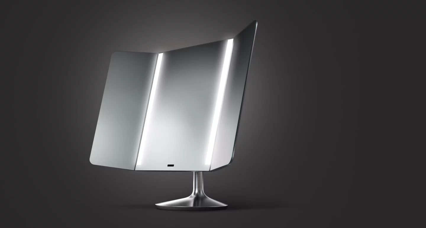 The stainless steel-bodied Wide-View Sensor Mirror contains two lighting strips and two side panels, which are said to provide soft, even lighting and a wide viewing area