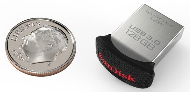 The diminutive SanDisk Ultra Fit USB 3.0 Flash Drive now boasts 128 GB of storage