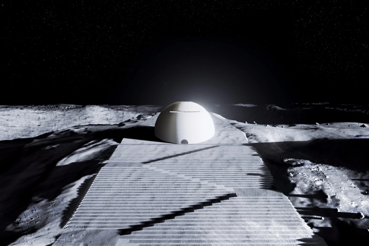 Artist's impression of the terraced steps leading up to the lunar temple