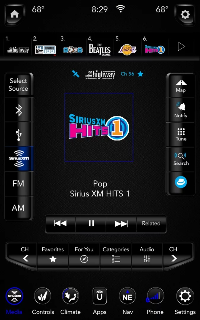 In full-screen mode, the SiriusXM 360L option that comes with the 12-inch Uconnect system offers over 200 more audio stations plus access to pre-recorded content-on-demand