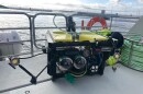 The CageReporter robot, at one of the SalMar-run fish farms where it was recently trialled