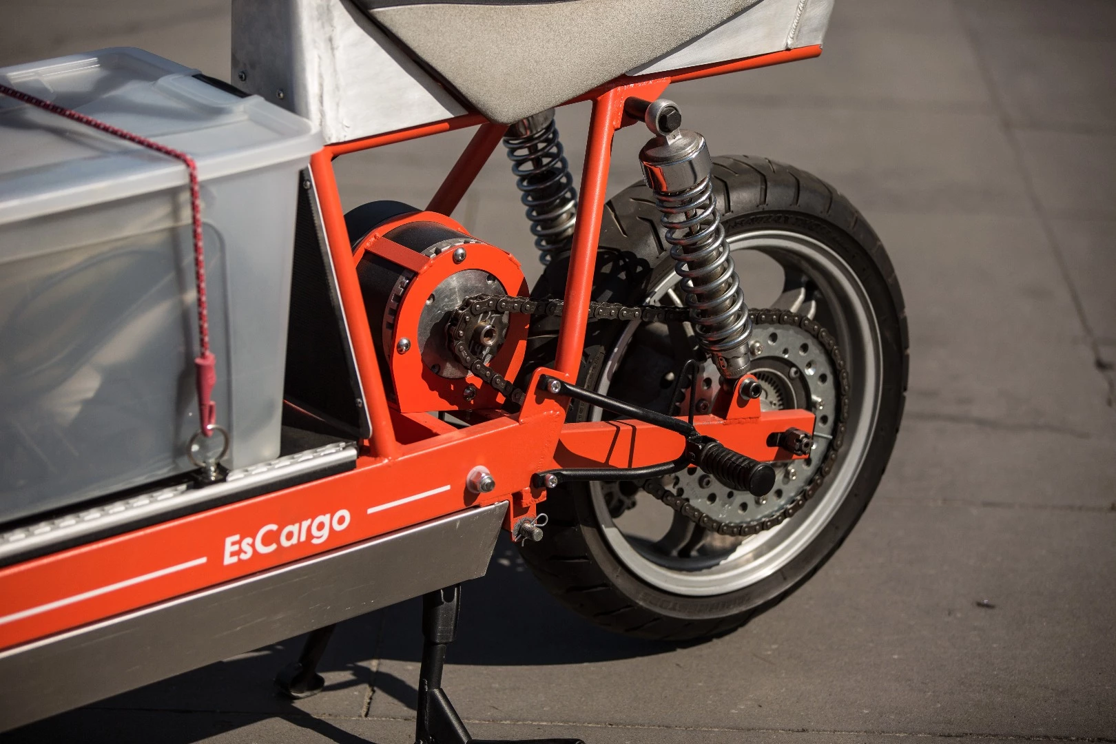 EsCargo: only a small electric motor in this prototype, but there's plenty of room to put something much larger in.