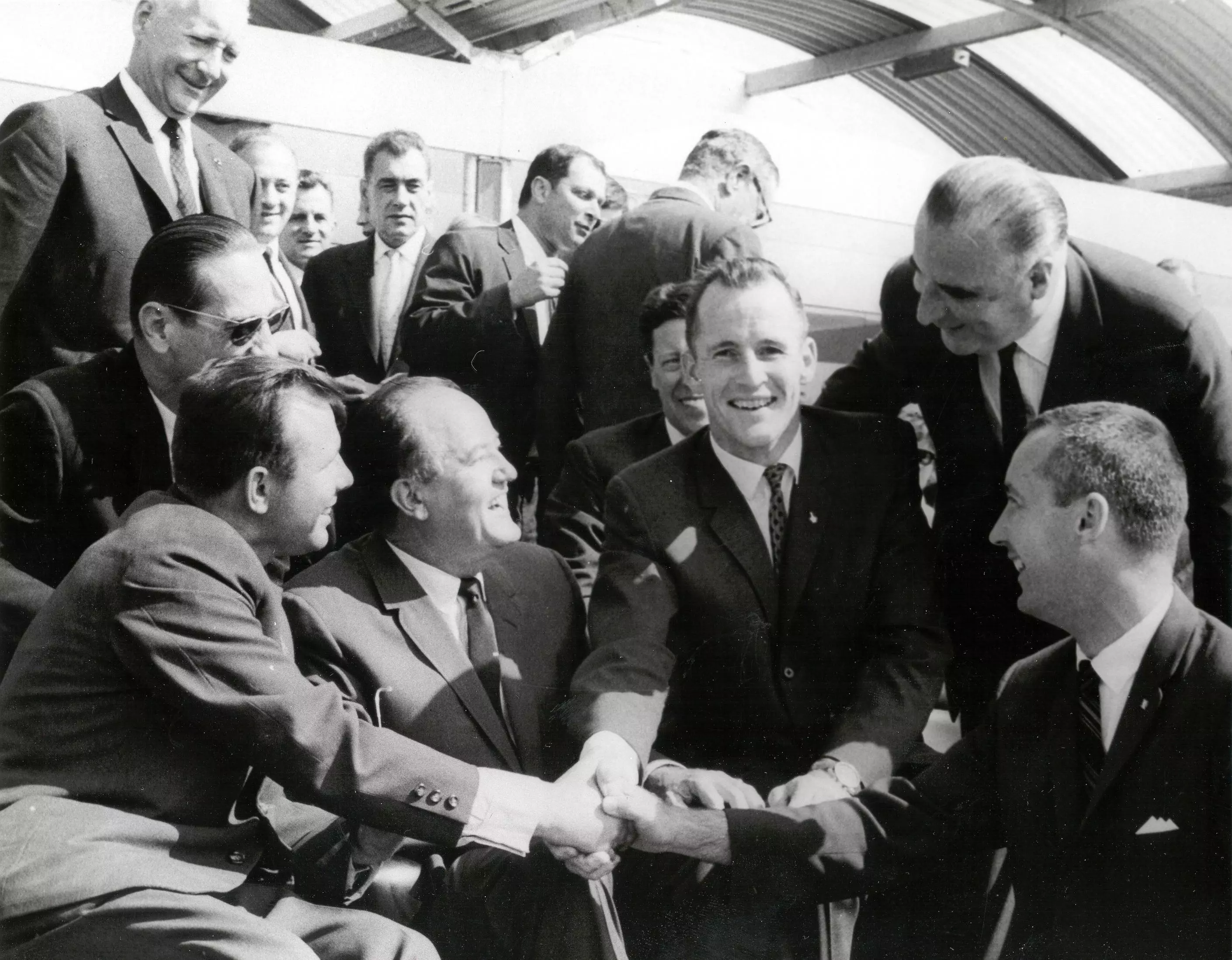 Yuri Gagarin meets the Gemini astronauts