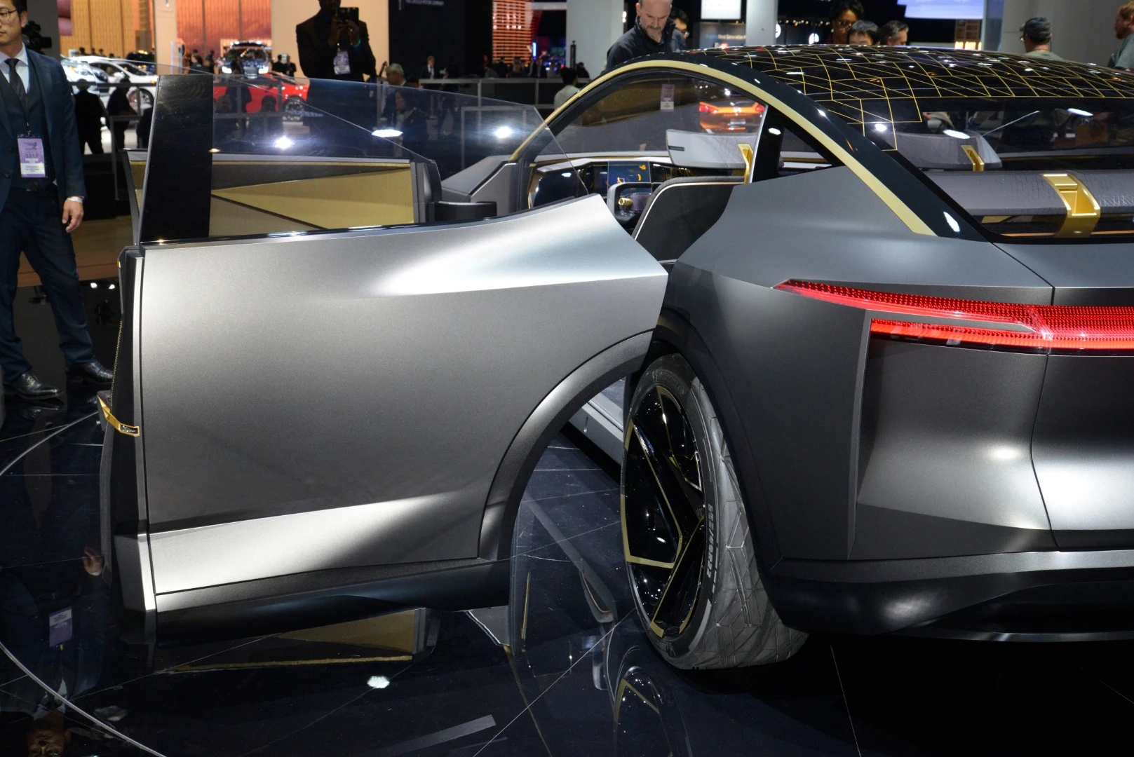 The Nissan IMs EV is an all-wheel drive, battery-electric, autonomous-drive sedan