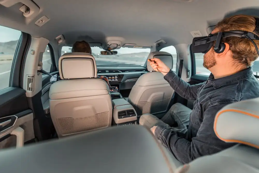 Audi's new in-car VR setup determines onscreen movements based on what the vehicle is doing in real life