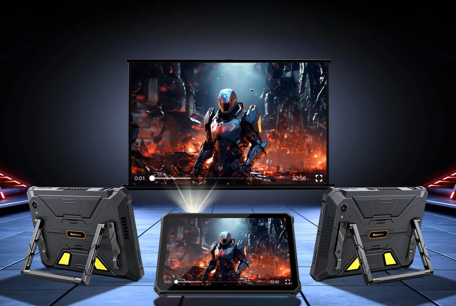 The Blackview Active 12 Pro is reported to be the world's first "5G AI rugged tablet with 120-inch, 200-lumen 1080P autofocus projector"