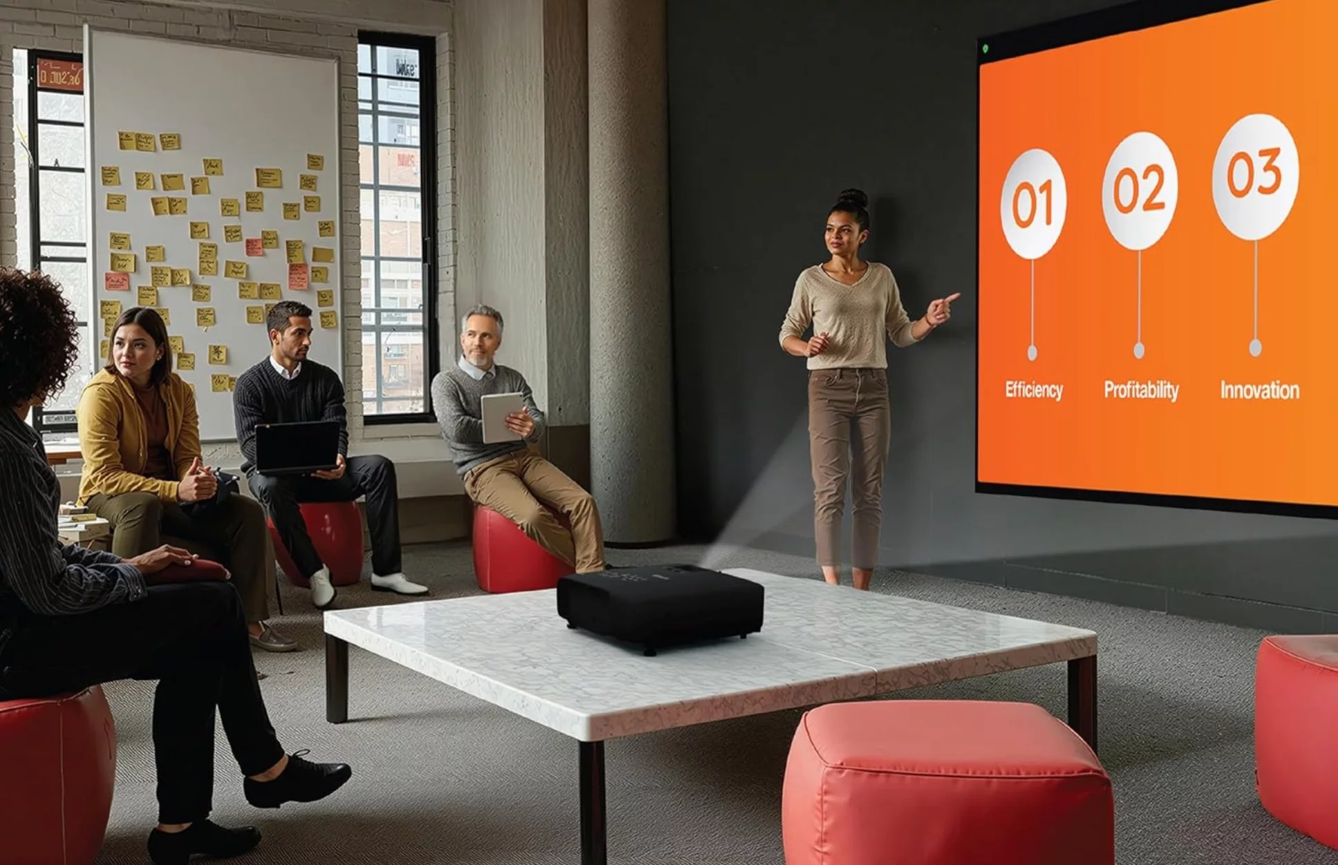 The Pro EX9270 projector puts out 4,100 color and white lumens, which should brighten up any office presentation