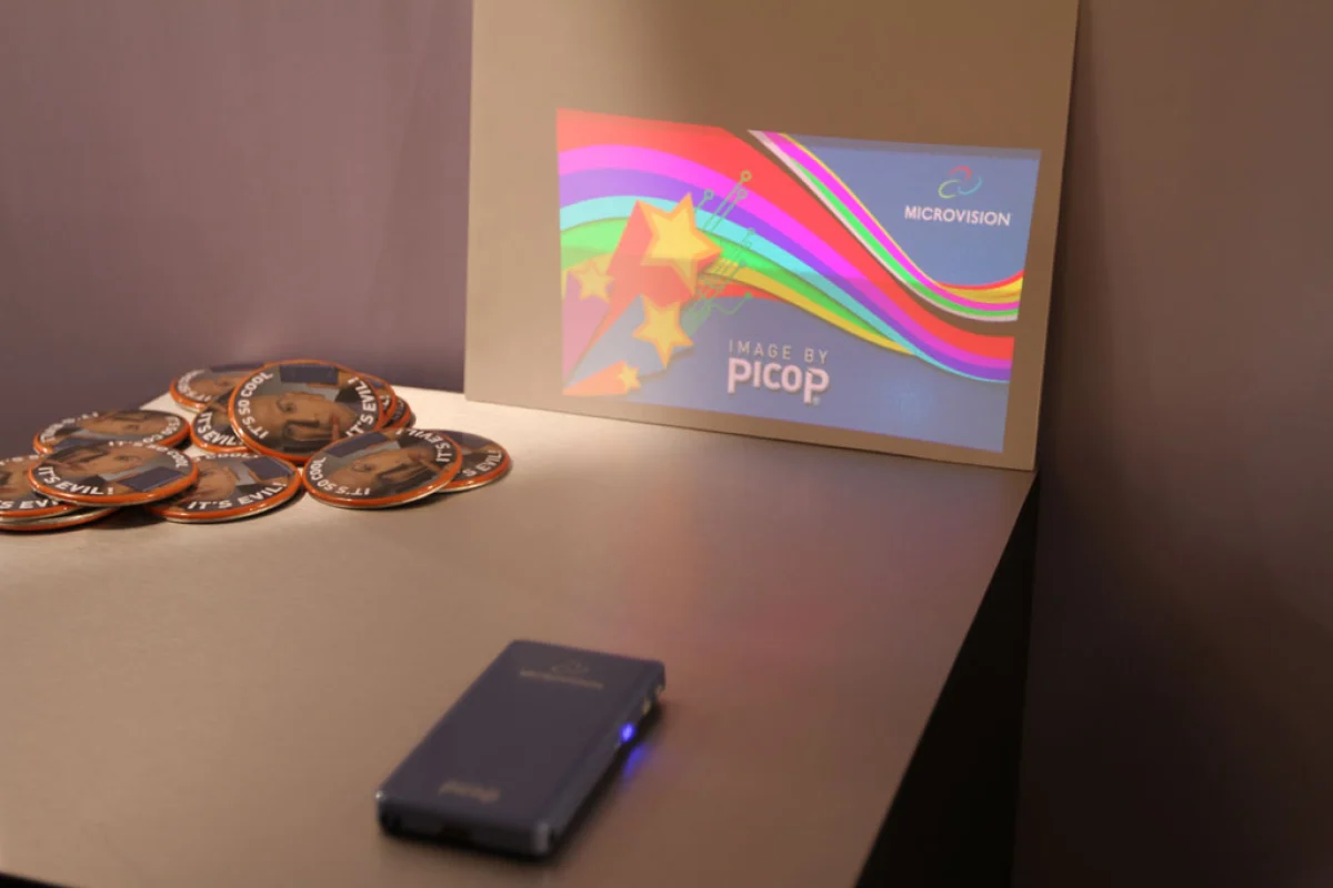 The Microvision SHOWWX laser pico projector enables widescreen quality display of images directly from a mobile device