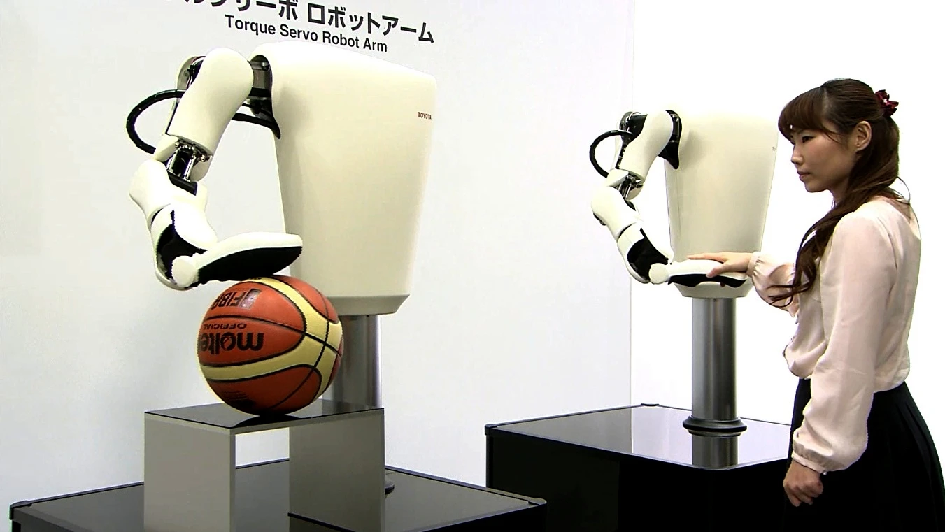 The compliant joints naturally yield to objects, such as this basketball