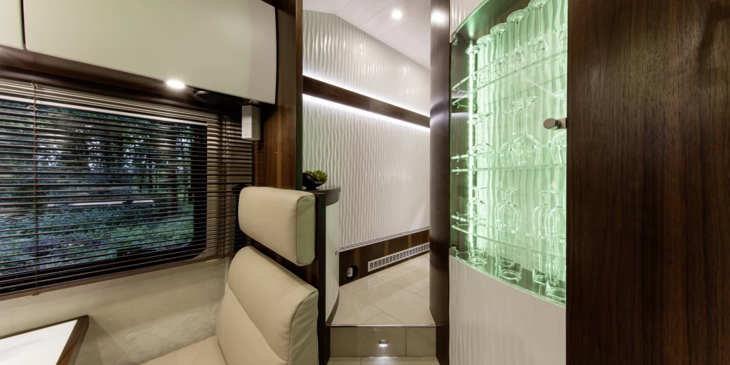 The expansive Variomobil Perfect 1200 Platinum actually has a hallway to get to the bathroom and bedroom
