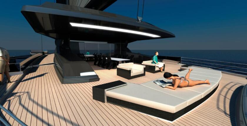 The outdoor dining and lounge area