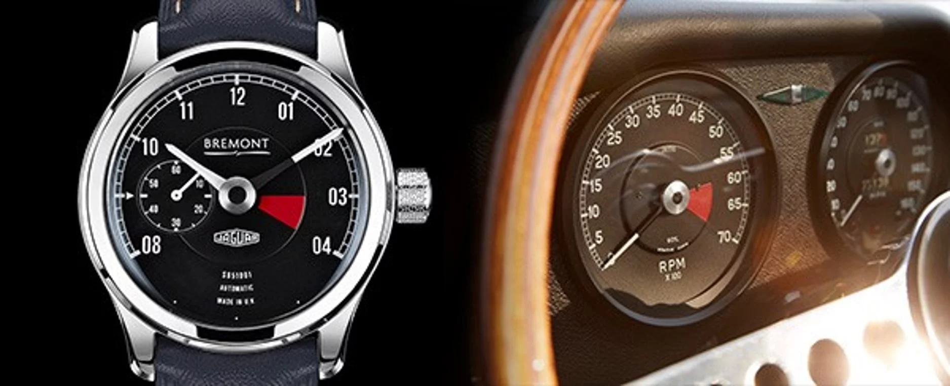 The Lightweight E-Type watch reflects the design of the E-Type's tachometer