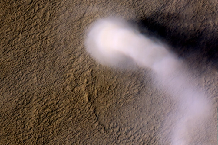 A large Martian dust devil as captured by the Mars Reconnaissance Orbiter in 2012