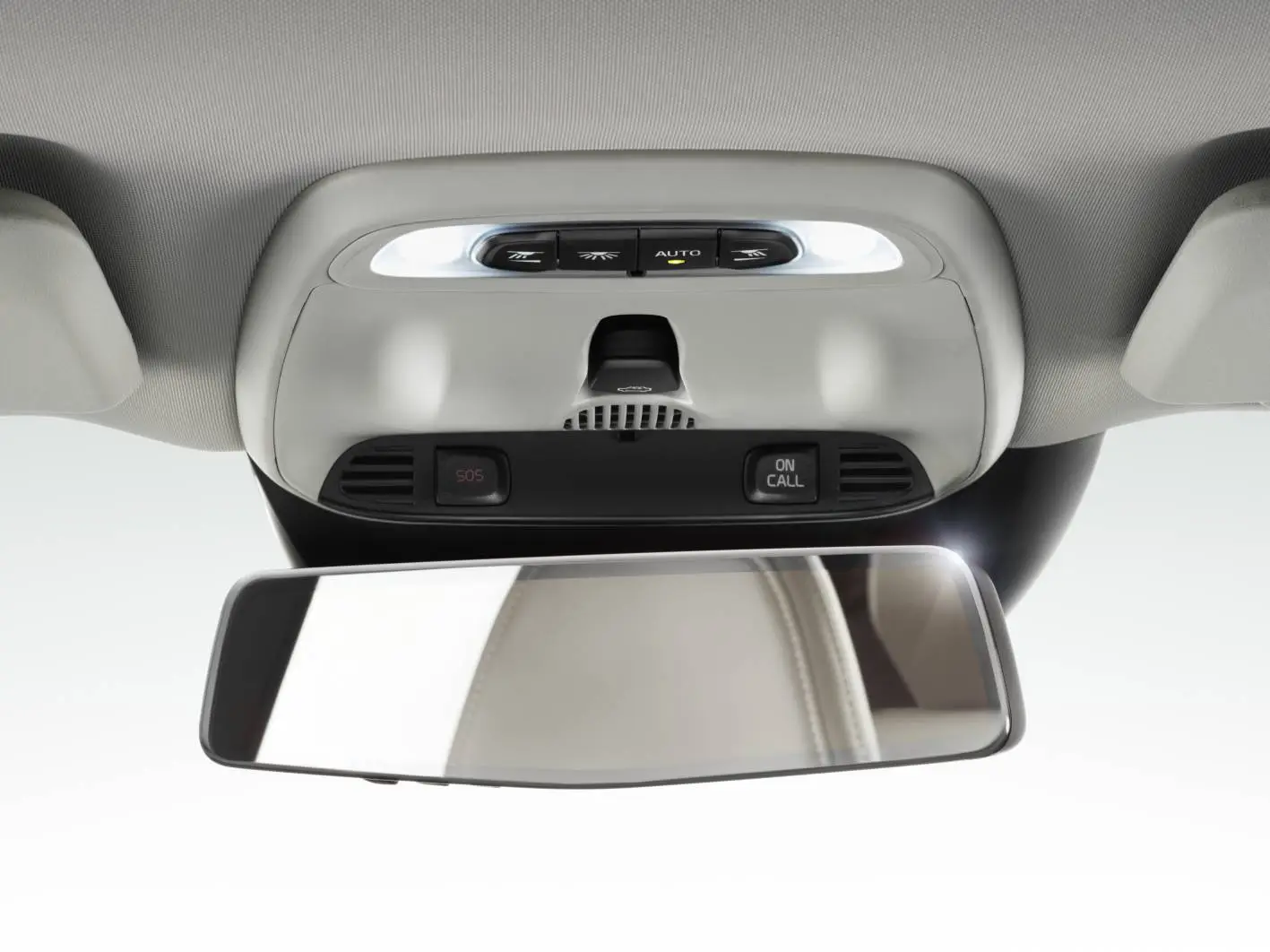 The frameless interior rear-view mirror is inspired by modern smartphone designs