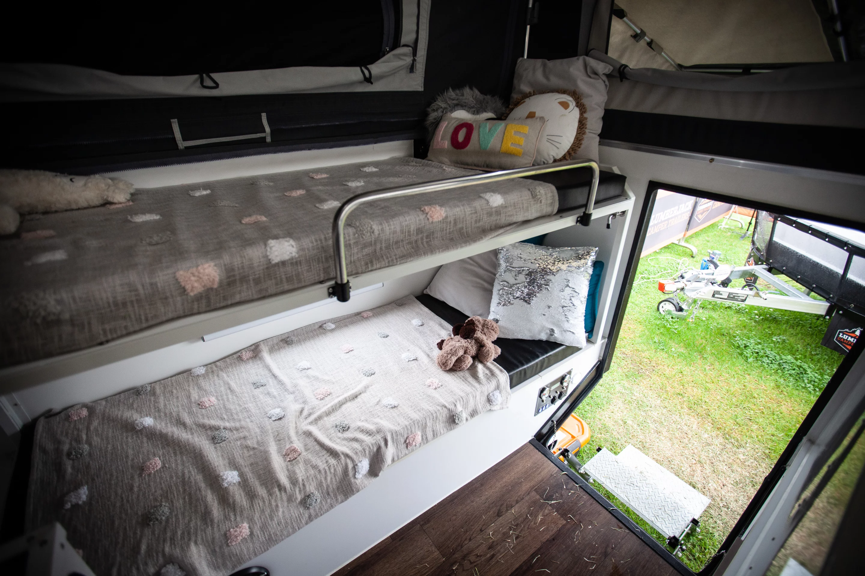 In addition to its double bed, the Lumberjack has two bunk beds