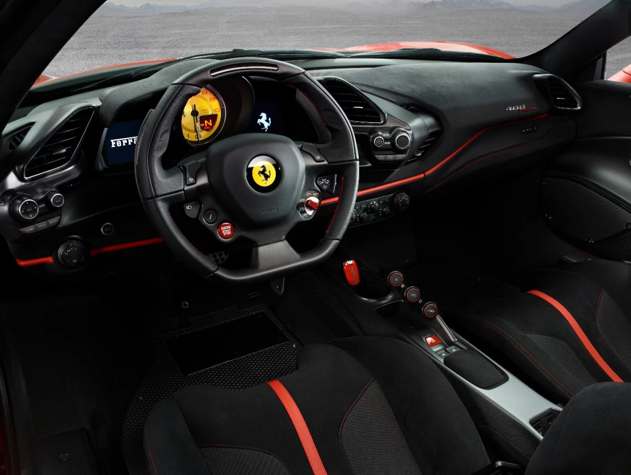 Ferrari 488 Pista: stripped back console and dash