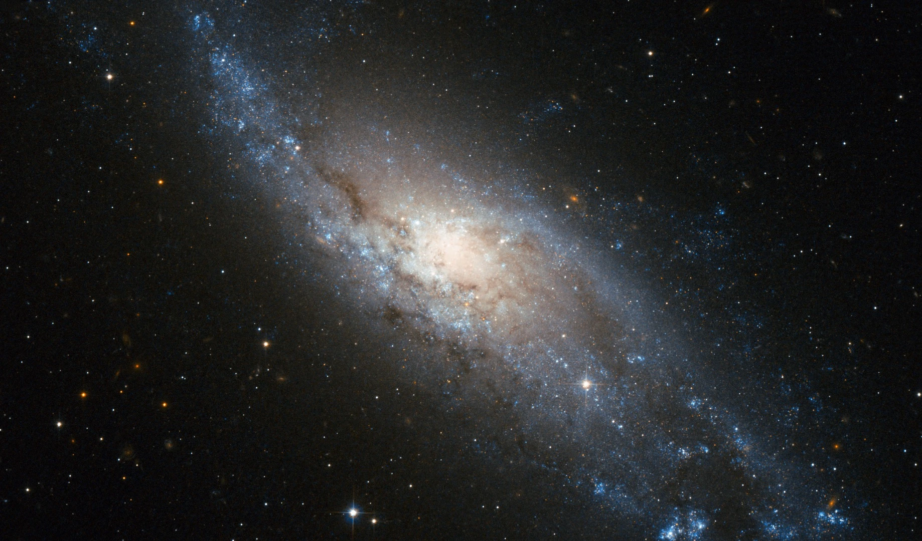 The beautiful spiral galaxy NGC 406 was discovered in 1834 by John Herschel and is here imaged in great detail by the NASA/ESA Hubble Space Telescope