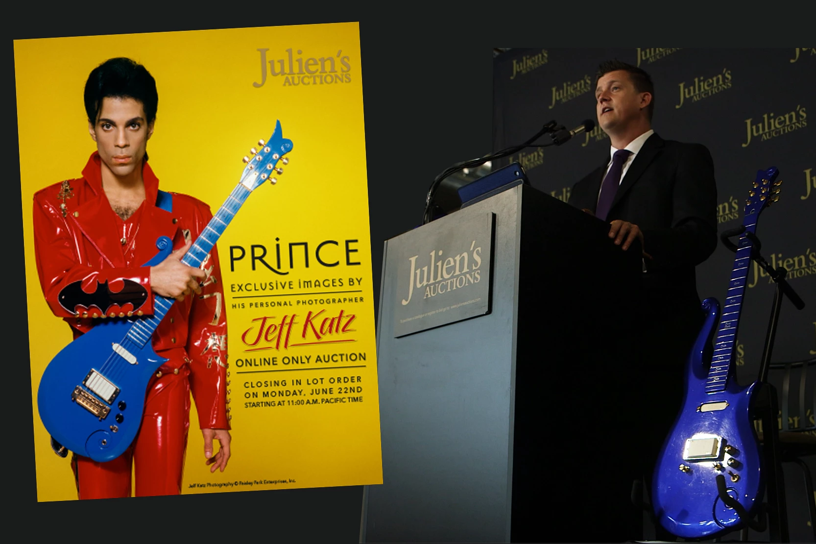 Prince’s long-lost primary performance Cloud Guitar sold for $563,500 on 19 June 2020 at the same Julien's sale as the Cobain guitar.