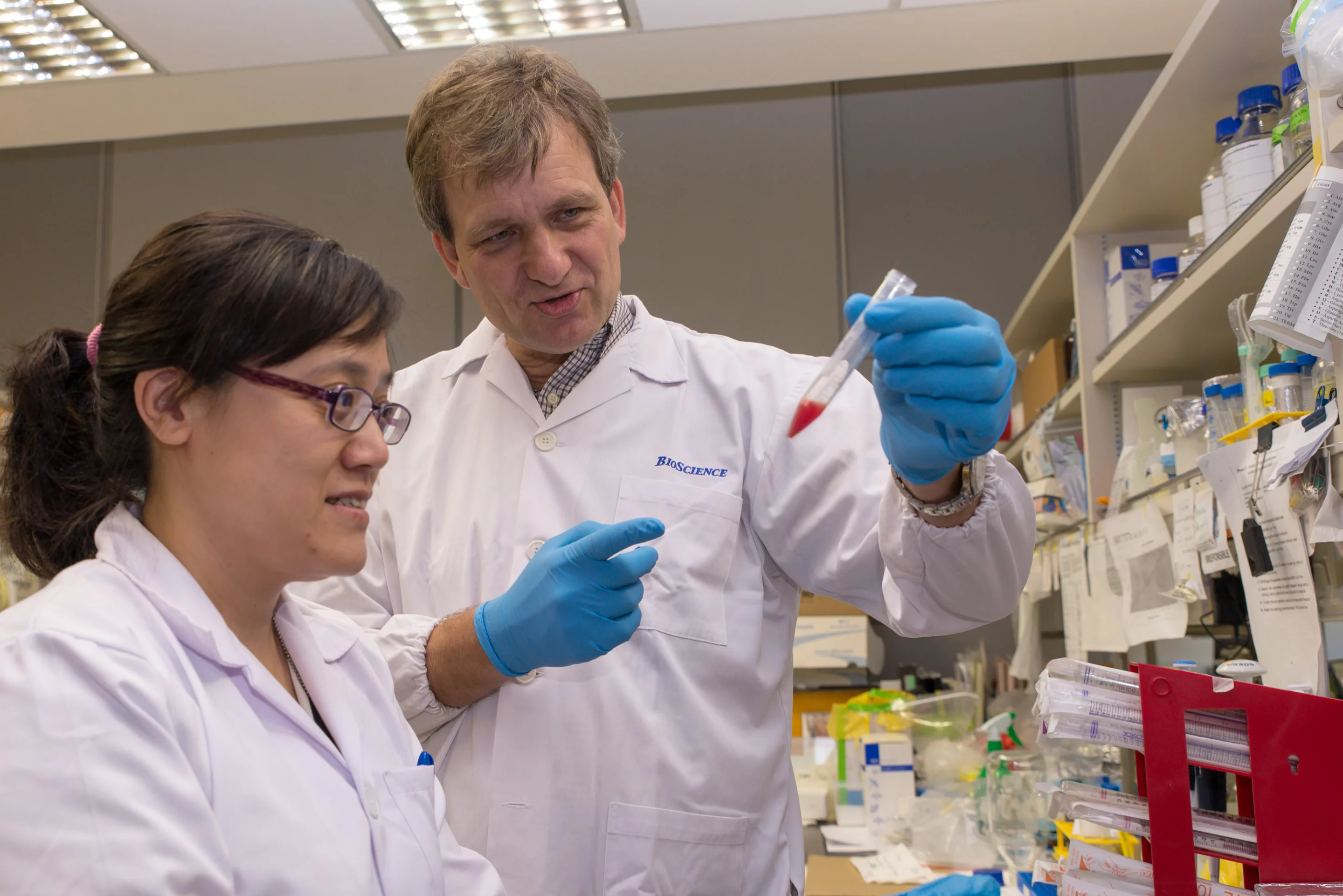 NTU Prof Peter Preiser and scientist Dr Annie Gao