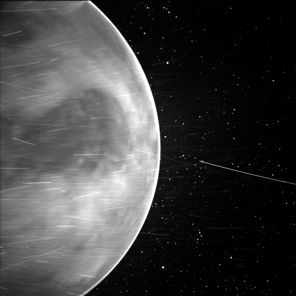 Images captured by the Parker Solar Probe's WISPR instrument reveal features on the surface of Venus