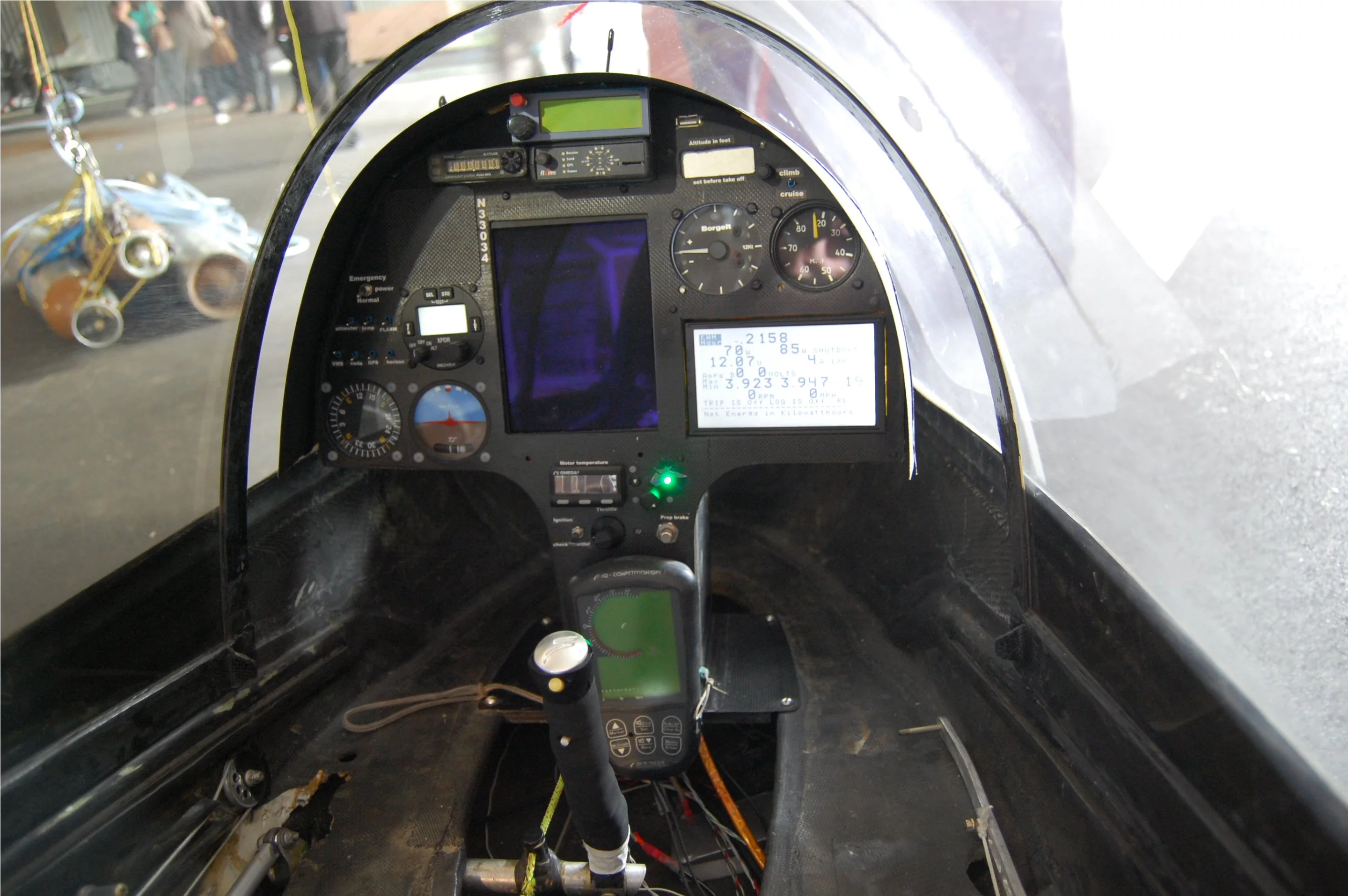 The instrument panel at the front of Sunseeker II's pilot compartment