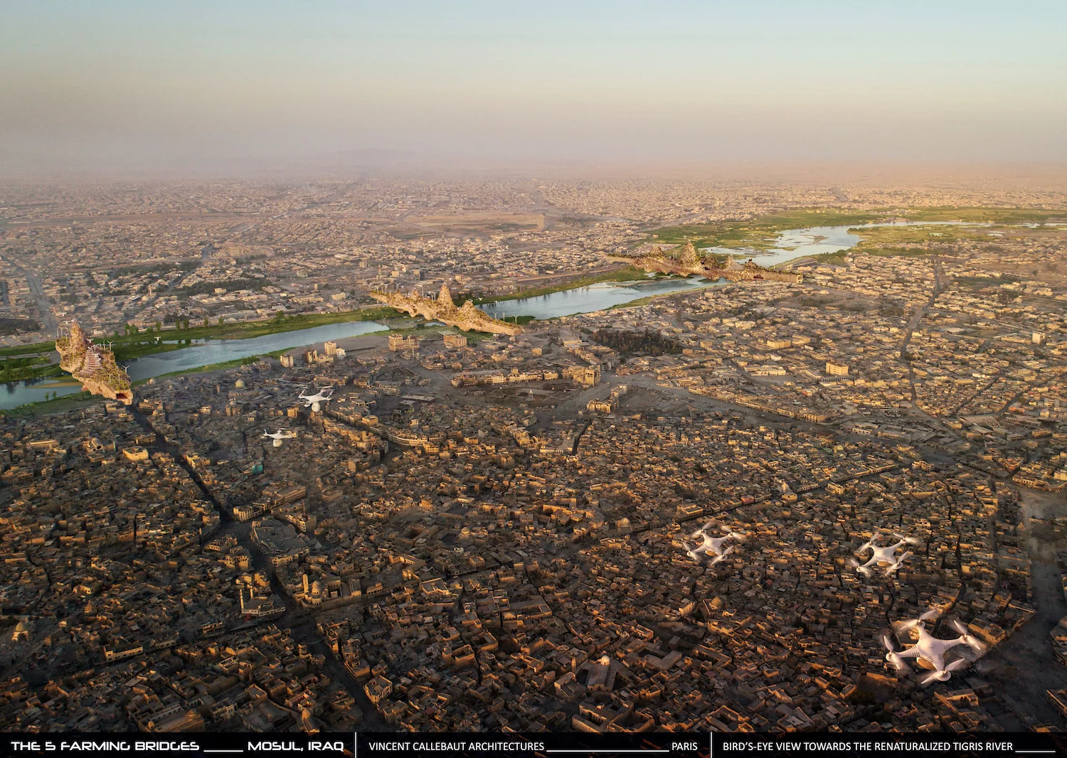 The 5 Farming Bridges proposal would make use rubble from war ruins