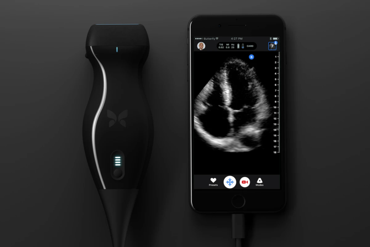 The portable ultrasound device is the size of a electric shaver