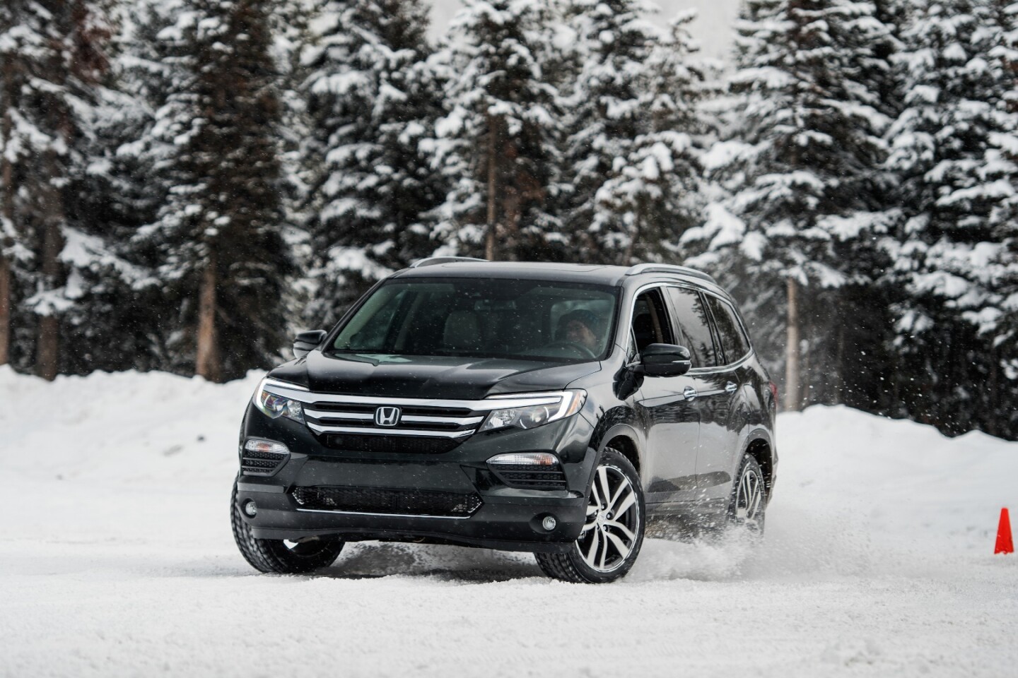 A surprising entry at the event was the 2018 Honda Pilot, which was unexpectedly fun to drive on the snow