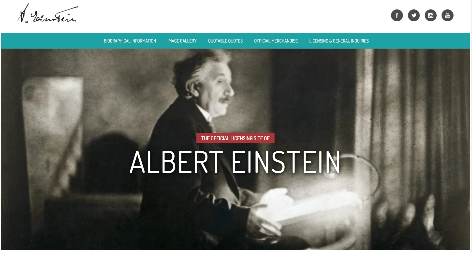 Einstein.biz is the official licensing site of Albert Einstein's estate.