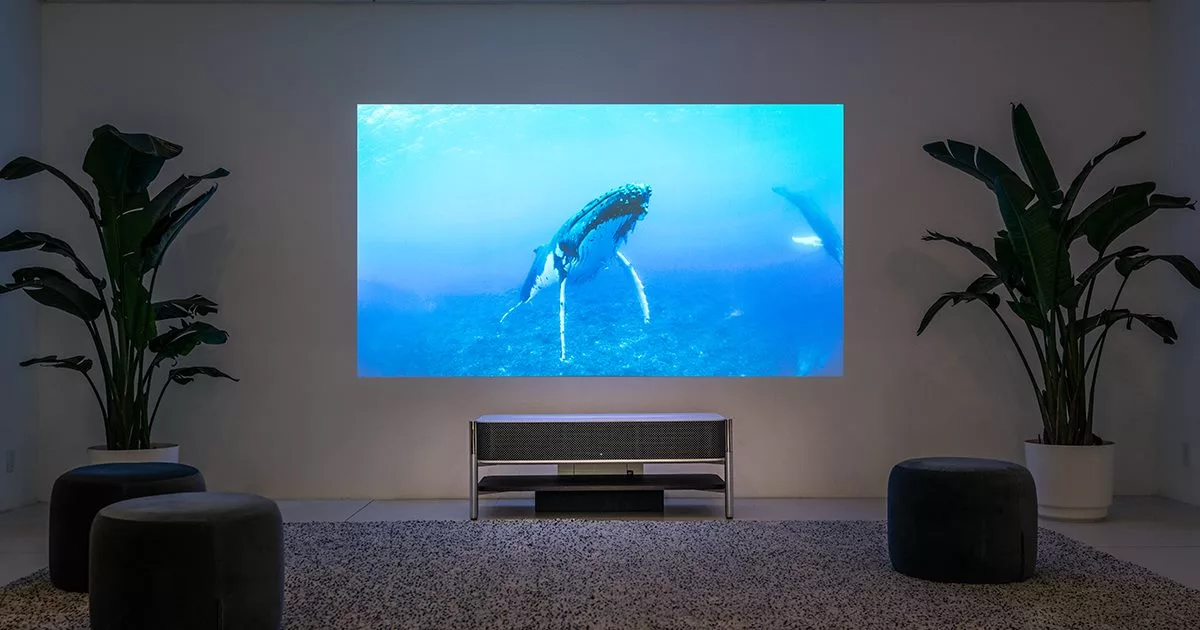 The 4K-capable LSPX-A1 ultra-short-throw projector from Sony can produce up to 120 diagonal inch images from just 9.6 inches away from the wall