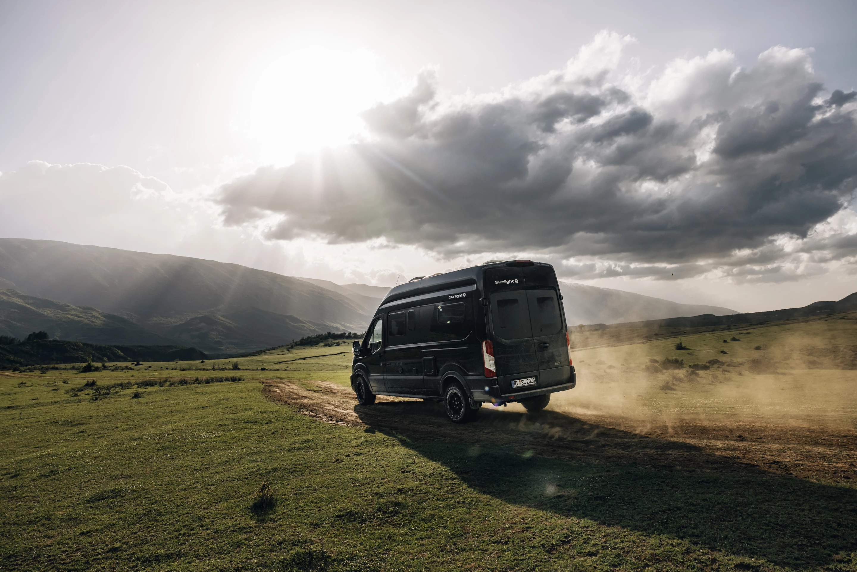 Kicking up dust while racing the dropping sun to camp ...