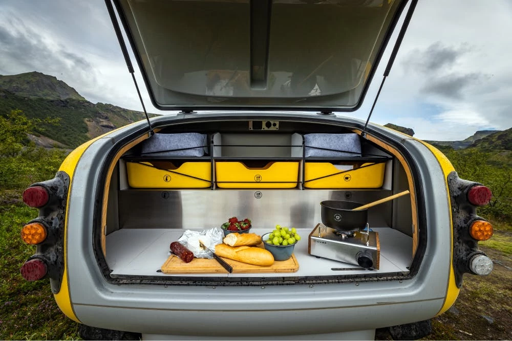 Prepping a snack in the Mink 2.0 galley