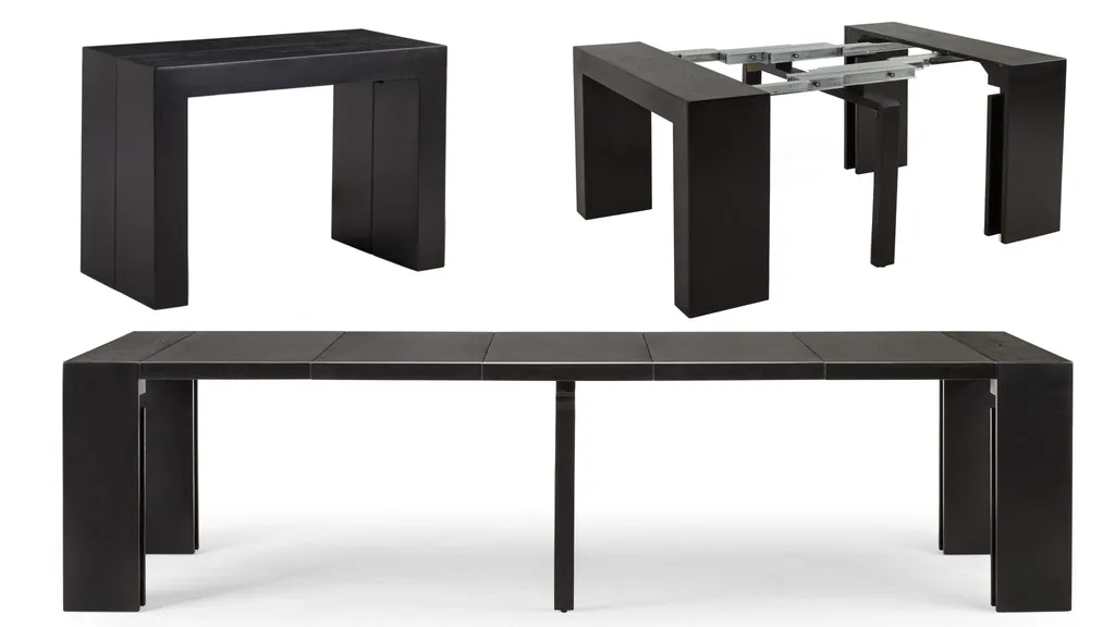 When fully extended the table stretches 10 feet long and can seat 12 people