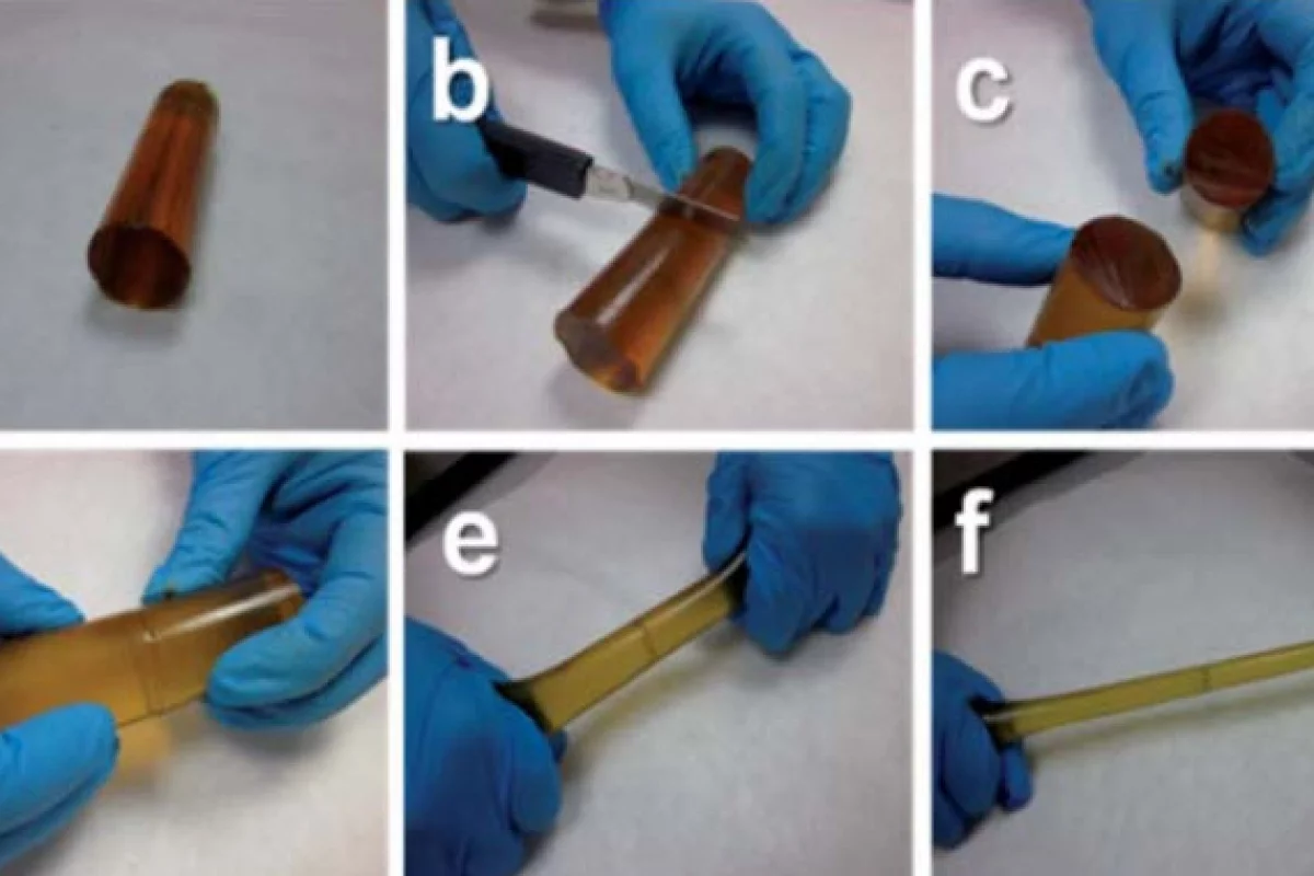 The self-healing polymer devised at CIDETEC can mend itself without a catalyst (Photo: Royal Society of Chemistry)