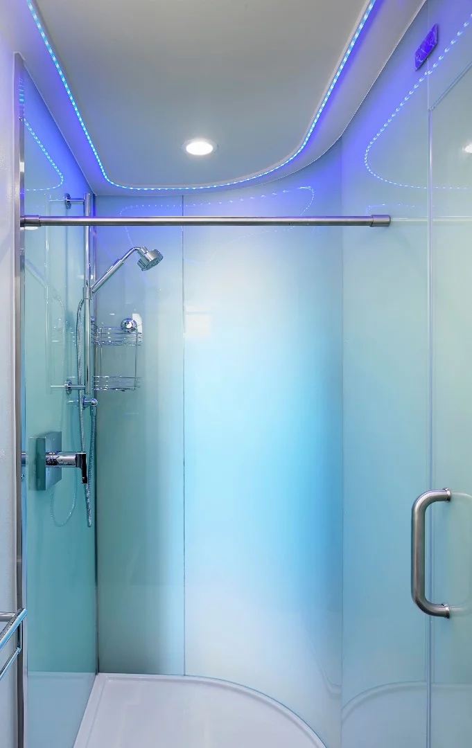 The MicroPAD bathroom includes a full-sized shower