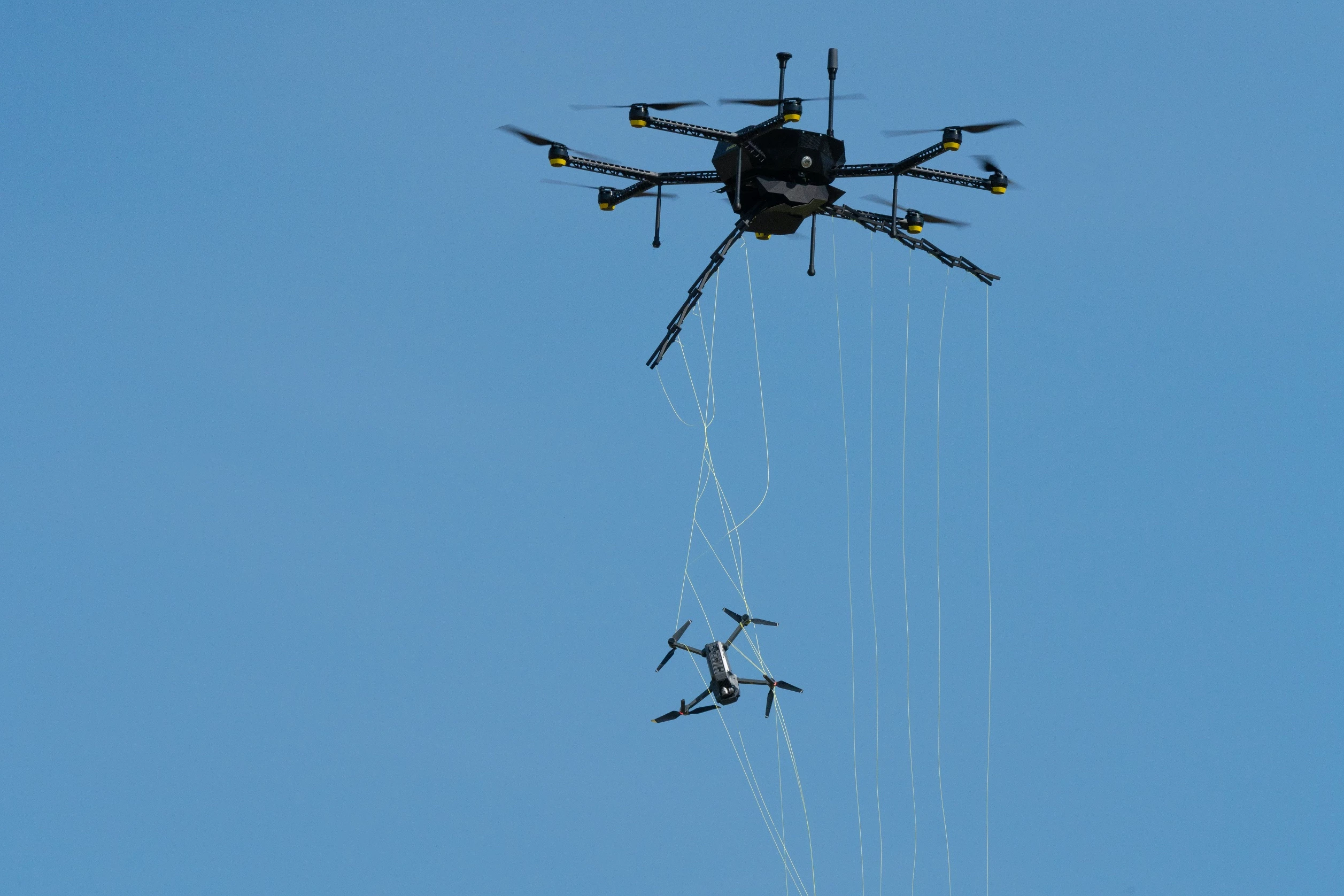 The AUDROS setup's Eagle One octocopter, with its captured quarry
