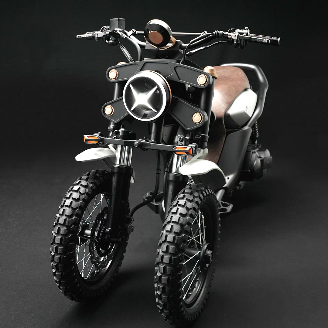 The 03GEN-x is designed with more an off-road "Cross" theme underlying its design, with a different frame and what Yamaha claims is more a "traditional off-road design that is reminiscent of the days of unpaved roads."