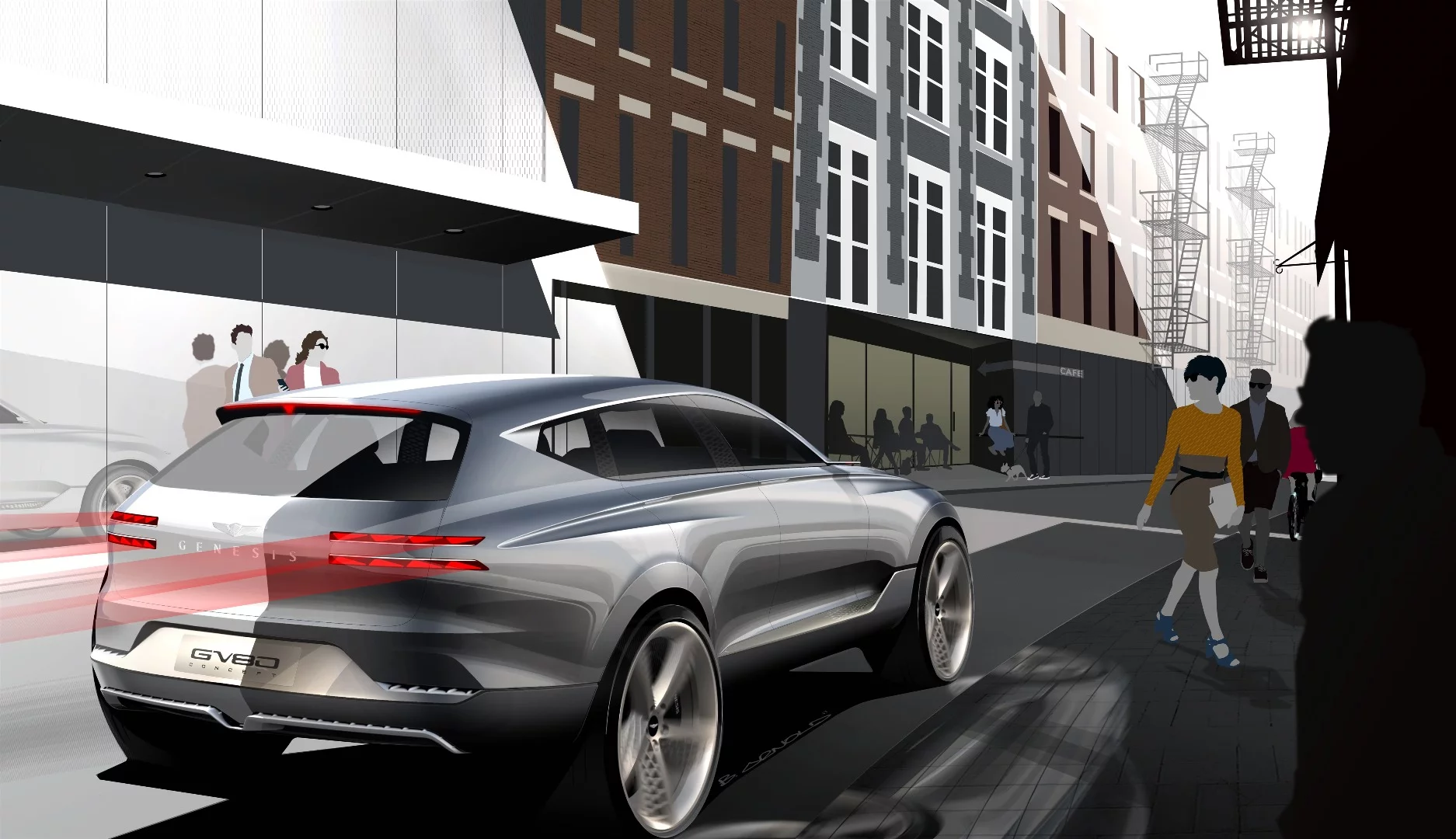 Genesis uses a laser fiber optic quad taillight design