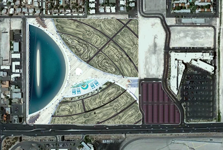 The sports park would be a located on a sizable 42-acre plot just a half block away from the Las Vegas strip (Image: M-Rad)