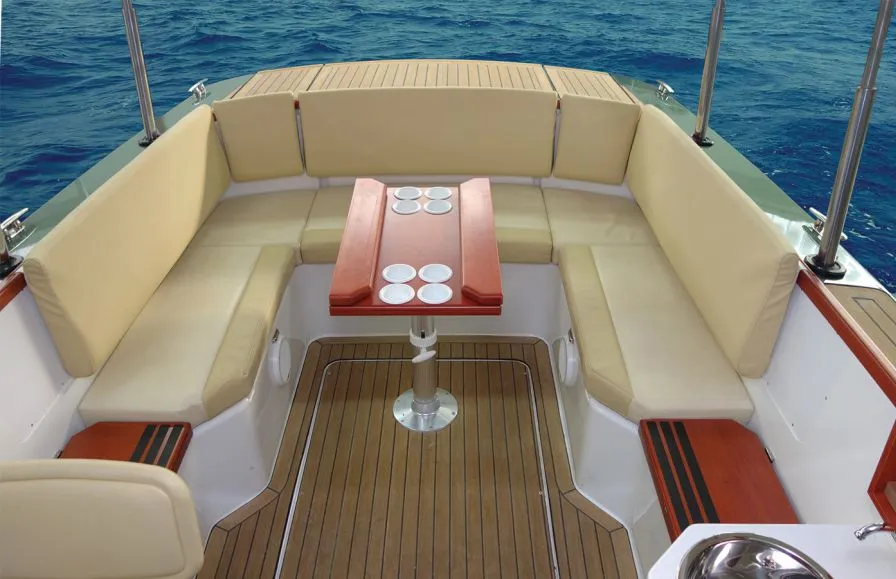 Table and lounge area in the cockpit of the 23cs